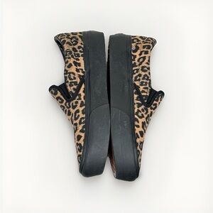 Vans Leopard Print Slip-On Sneakers in Tan and Black